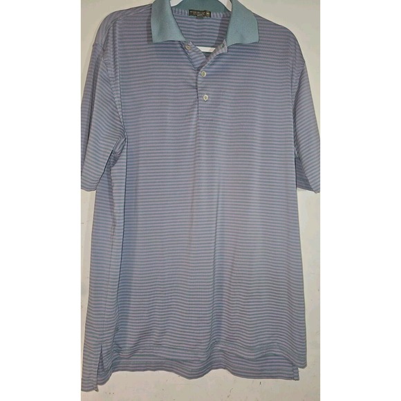 Men Peter Millar Summer Comfort Sport Golf Polo Shirt Size Large Pink/Aqua - Picture 5 of 7